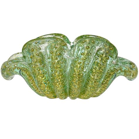 Barovier Toso Murano Vintage Gold Flecks Italian Art Glass Heart Shape Bowl Dish For Sale At 1stdibs