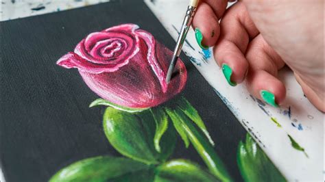 Single Rose Acrylic Painting Homemade Illustration Youtube