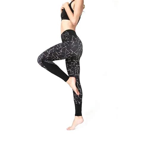 Sports Pants Geometric Printing Piecing Yoga Pants High Strength