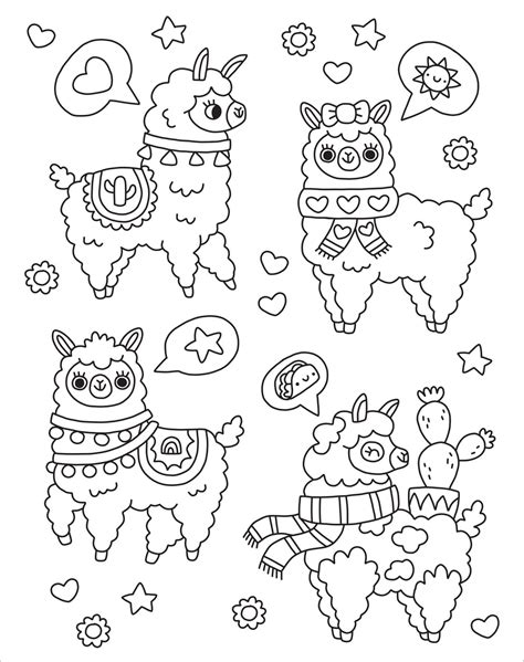 Cute Printable Llama Coloring Page