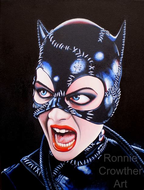 Catwoman Michelle Pfeiffer Portrait Acrylic On Canvas 30x40cm