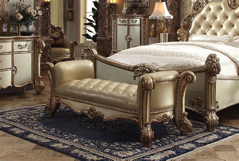 23000q Gold Patina Finish Bedroom Collection By Acme Furniture