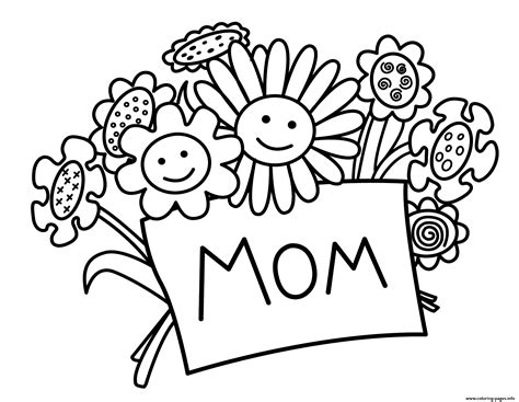 Printable Mothers Day Flowers Coloring Page Printable