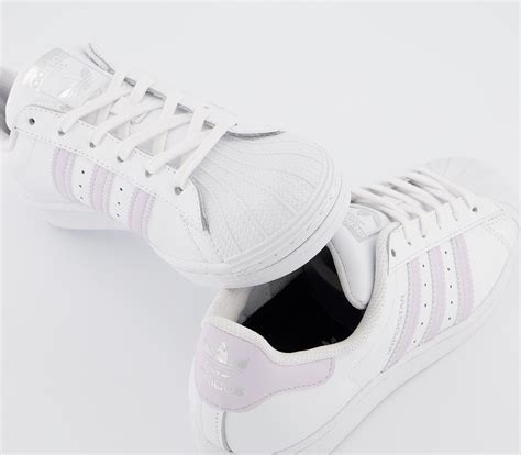 Adidas Superstar Trainers White Purple Tint Silver Metallic Unisex Sports