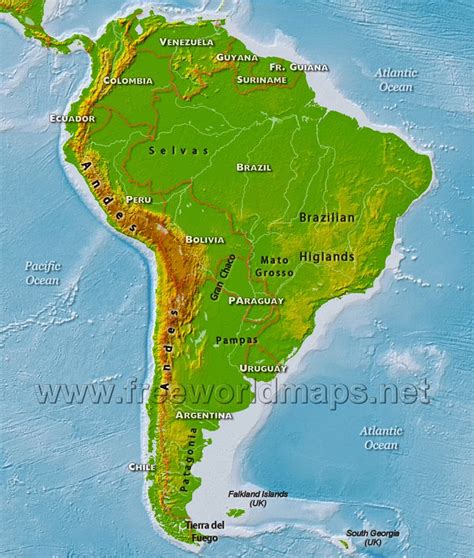 Latin America Map With Physical Features World Map