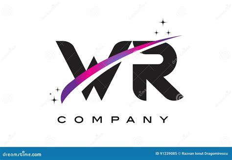 Wr W R Black Letter Logo Design With Purple Magenta Swoosh Stock Vector Illustration Of Purple