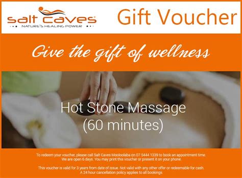 Hot Stone Massage Gift Voucher 60 Minutes Salt Caves Mooloolaba