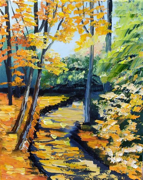 Feeling The Fall Original Autumn Landscape Trees Oil Painting T