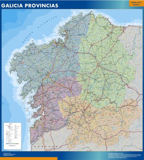 Mapa Galicia Provincias Enmarcado Plastificado Grande Mapas Murales