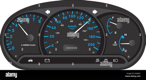 Black And Blue Car Dashboard With Gauge Illustration Vector Stock