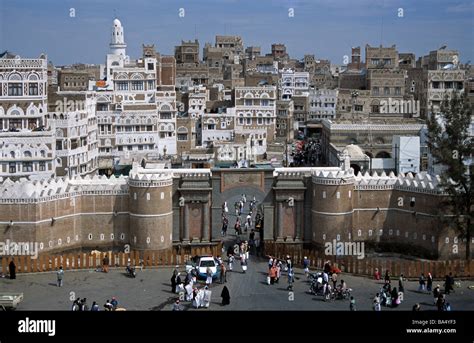 City View Over Bab Al Yemen Town Gate And City Walls With Old Town
