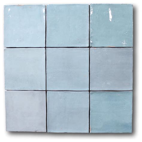 Mestizaje Zellige 5x5 Ceramic Tiles Aqua Contemporary Wall And