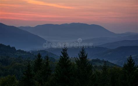 Reddish Sky At Dawn In Mountains Stock Image Image Of Mountains