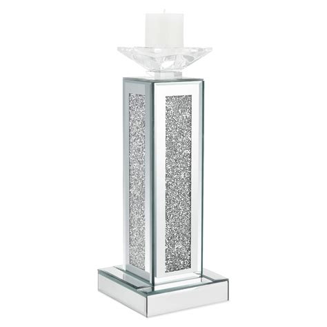 Buy Meetart Crush Diamond Crystal Clear Silver Mirror Glass Tall Pillar