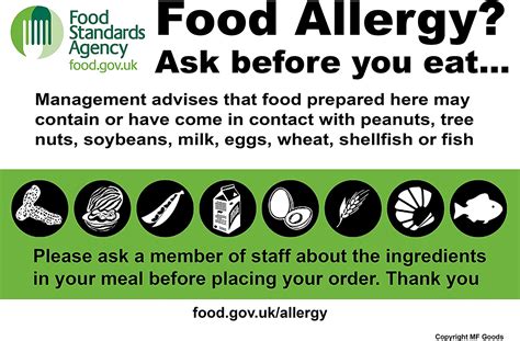Food Allergy Poster A4 Laminated Awareness Safety Sign Health And