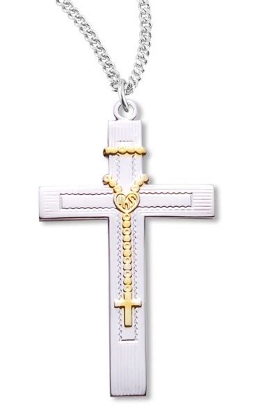 cross pendant sterling silver two tone