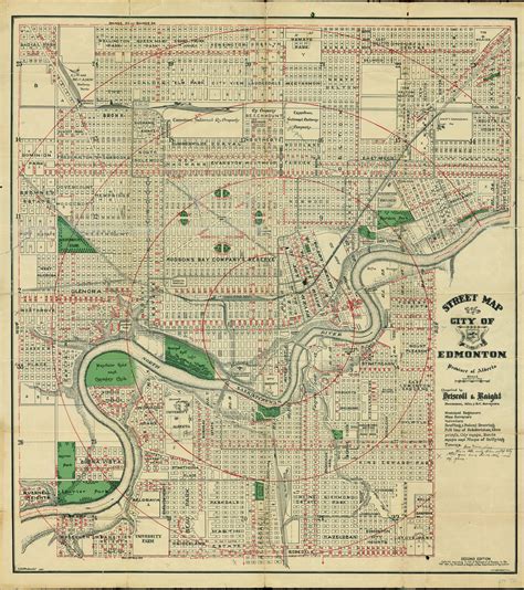 City Of Edmonton Street Map 1924 Edmonton Map Alberta Canada