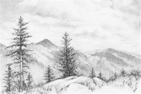 gambar lukisan pemandangan hitam putih lukisan pemandangan gunung