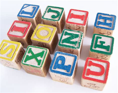 Vintage Wooden Letter Alphabet Baby Blocks