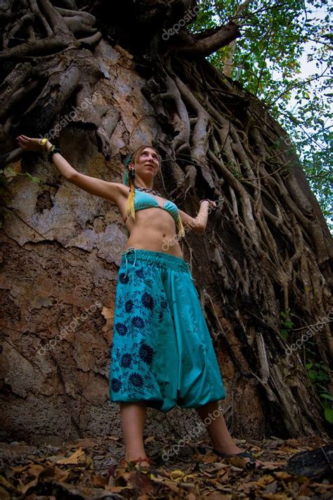 Beautiful Woman Near Banyan Tree Stock Photo Tribalmark