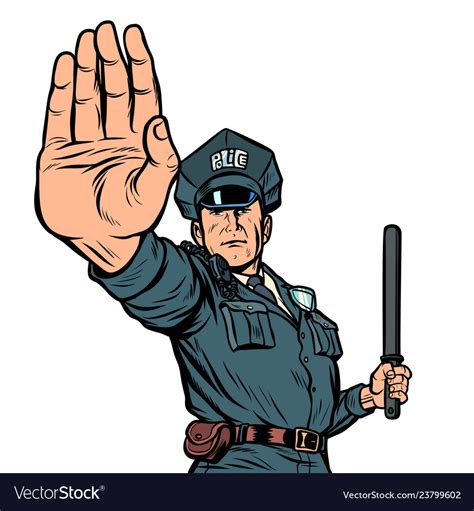 Police Officer Stop Gesture Isolate On White Vector Image