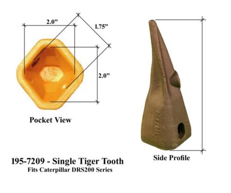 5 Backhoe Bucket Teeth 195 7209 Sharp Tip W Pins Fits Cat Drs200