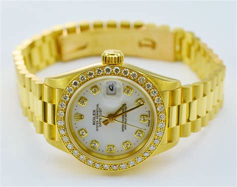 Rolex Datejust All Factory Crown Collection Ladies President 18k Yellow