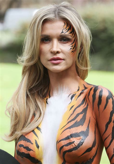 Joanna Krupa Wearing Bodypaint Protesting Outside Westminster In London