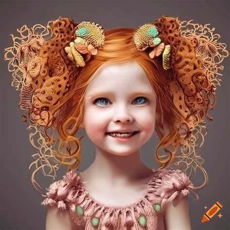 Adorable Illustration Of Smiling Ginger Haired Girls