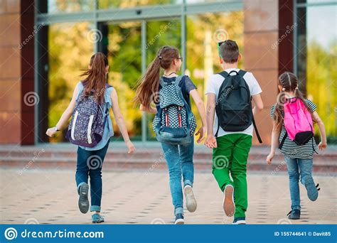 Group Of Kids Going To School Together Stock Image Image Of Safety