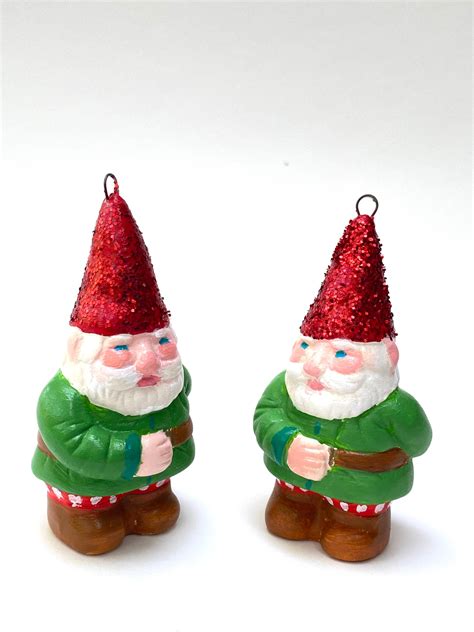 One 3 Ceramic Gnome Christmas Ornament Etsy Uk