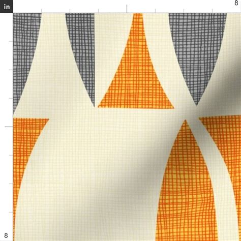 Abstract Geometric Fabric Field In Orange Gray By Chicca Etsy