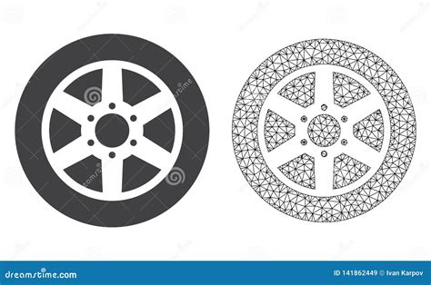 Vector Network Mesh Car Wheel And Flat Icon Stock Vector Illustration