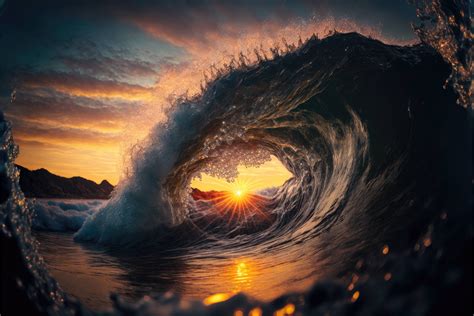 Sunset Ocean Wave Wallpaper