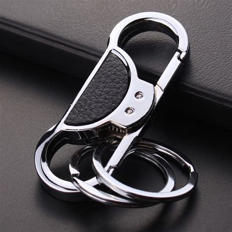 2017 New Arrival Fashion Silver Leather Keychain Men Custom