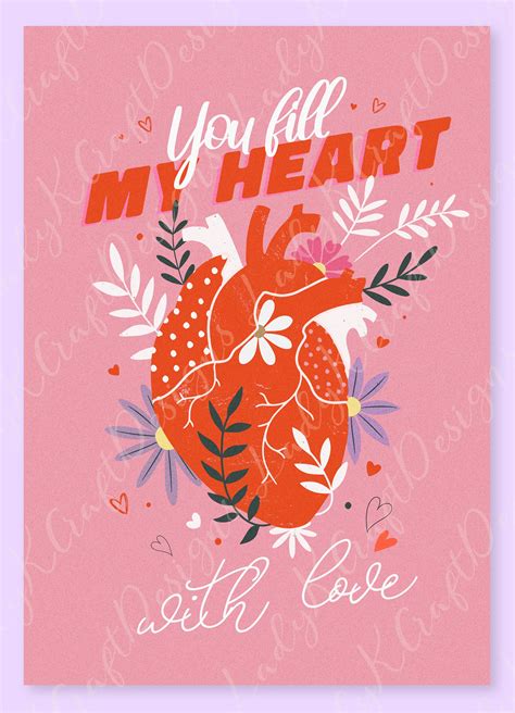 You Fill My Heart With Love Card 5x7 Printable Etsy