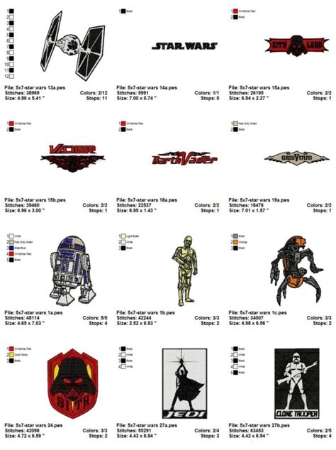 Star Wars 1 17 Embroidery Designs