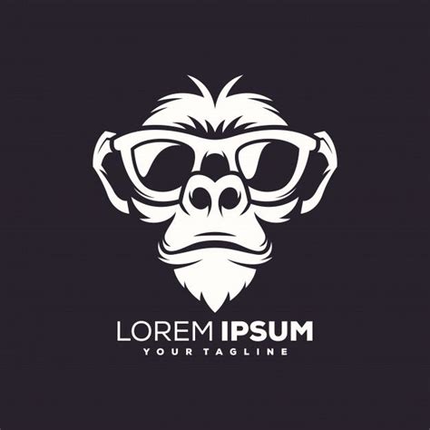 A Monkey Wearing Goggles With A Beard And Glasses On Its Head Logo Design