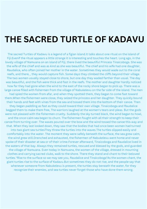 The Sacred Turtle Of Kadavu The Sacred Turtles Of Kadavu Is A Legend