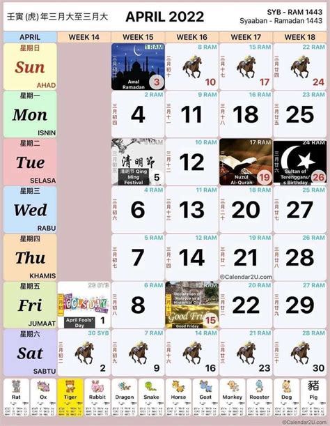 Kalendar Kuda 2022 April 💖senarai Cuti Panjang 2022 Malaysia Dan