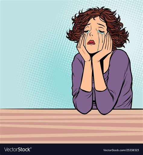 Lonely Unhappy Woman Royalty Free Vector Image Aff Woman Unhappy