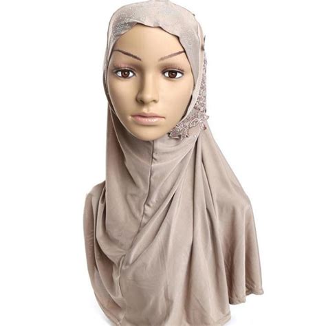 Buy Colorful Muslim Crystal Hemp Cloth Hijab Amira Headscarf Slip On Islamic Scarf At