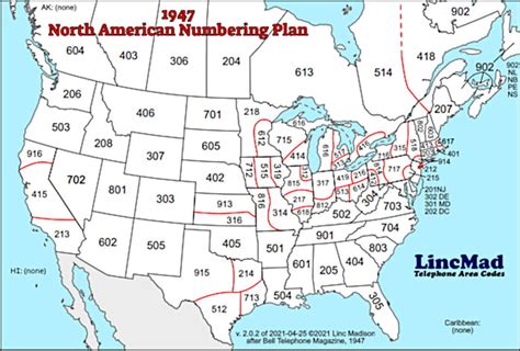 This Is The Original Assignment Of Area Codes In 1947 Codes Were