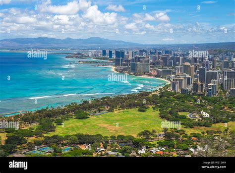 Aerial View Of Honolulu In Oahu Hawaii Us Stock Photo Alamy