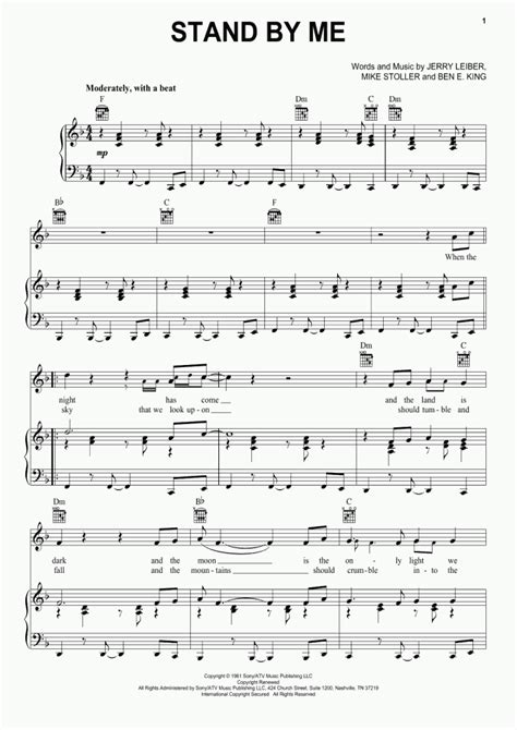 Stand By Me Piano Music Sheet Stand By Me Sheet Music Gallery