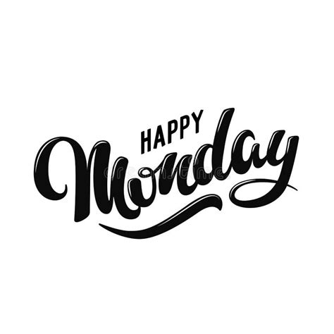 Happy Monday Hand Drawn Lettering Style Stock Vector Illustration