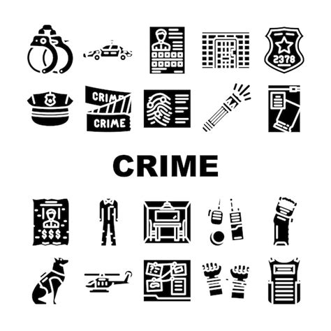 Premium Vector Crime Scene Police Criminal Icons Set Vector Evidence Murder Detective Tape Law