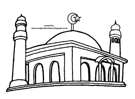 Mewarnai Gambar Mewarnai Gambar Sketsa Masjid 2