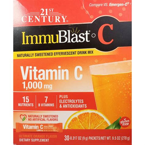 Immublast Vitamin C 30 Effervescent Packets By 21st Century