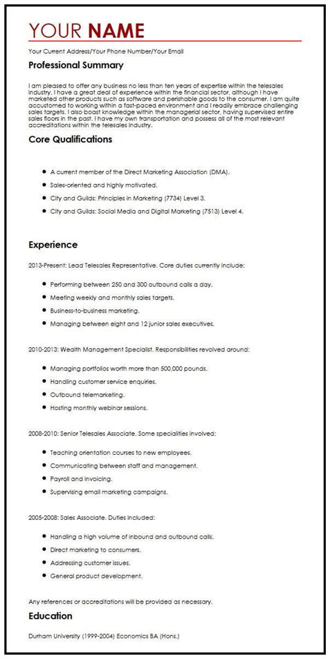 Example Of Chronological Resume